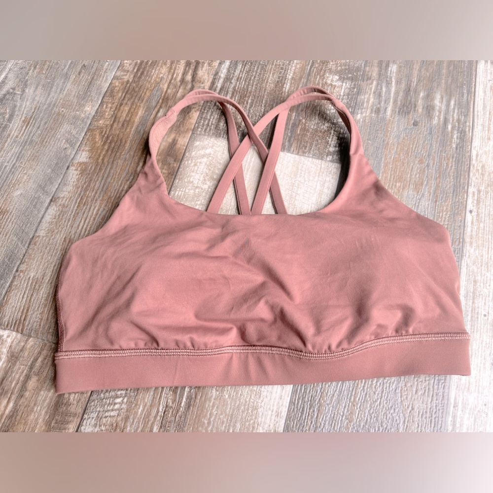 Lululemon athletic brown strappy sports bra • lined / padded removable •size 10